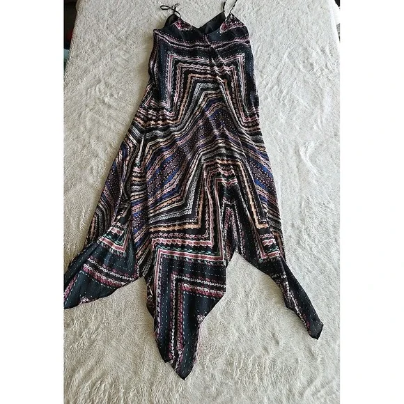 Charlie Jade Maxi Dress Womens L Black Floral With Multicolors Spaghetti Strap‎ - Picture 9 of 15